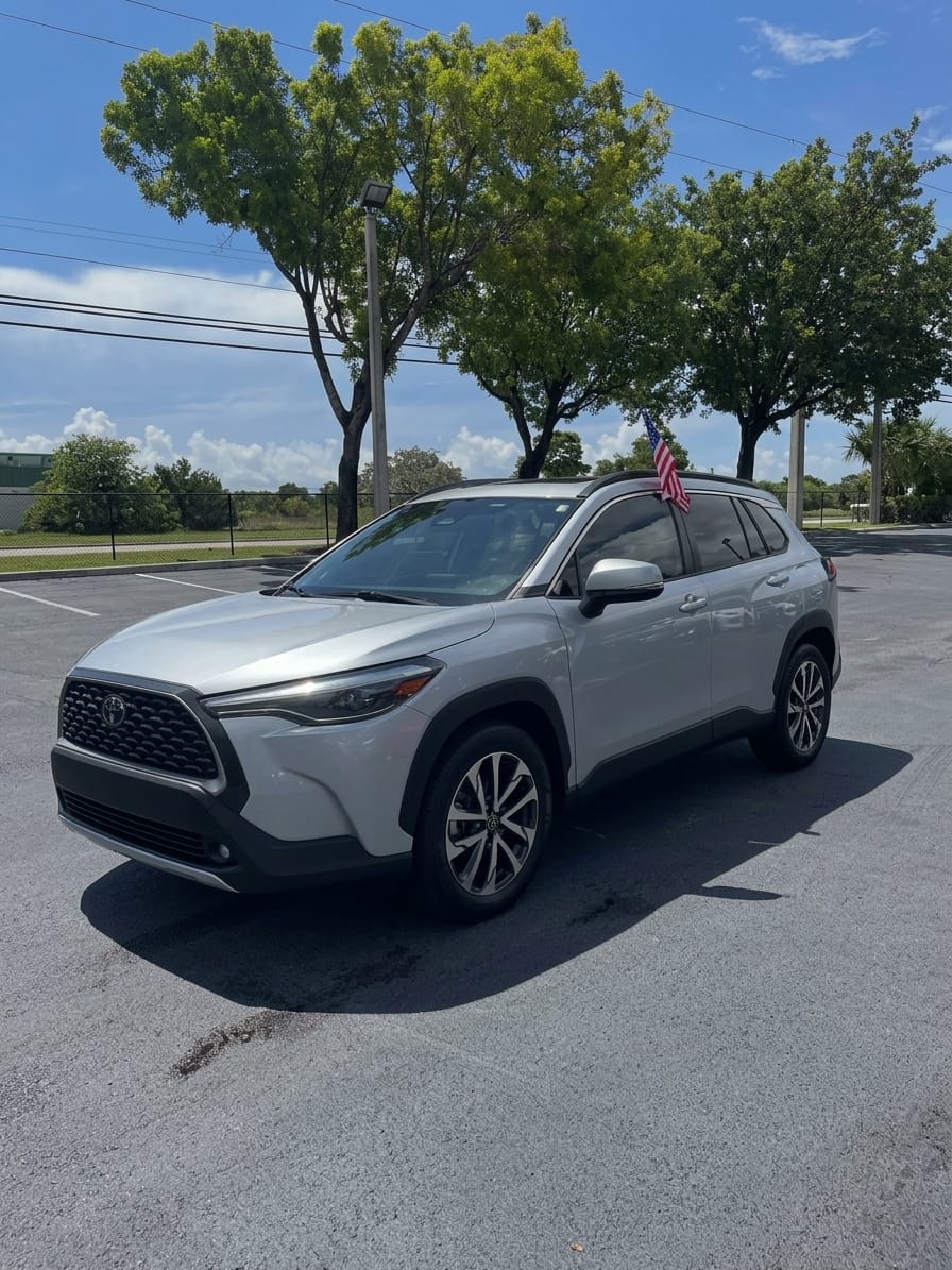 Silver Toyota Corolla Cross detailed and ready for delivery on the FloridaCarHub lot